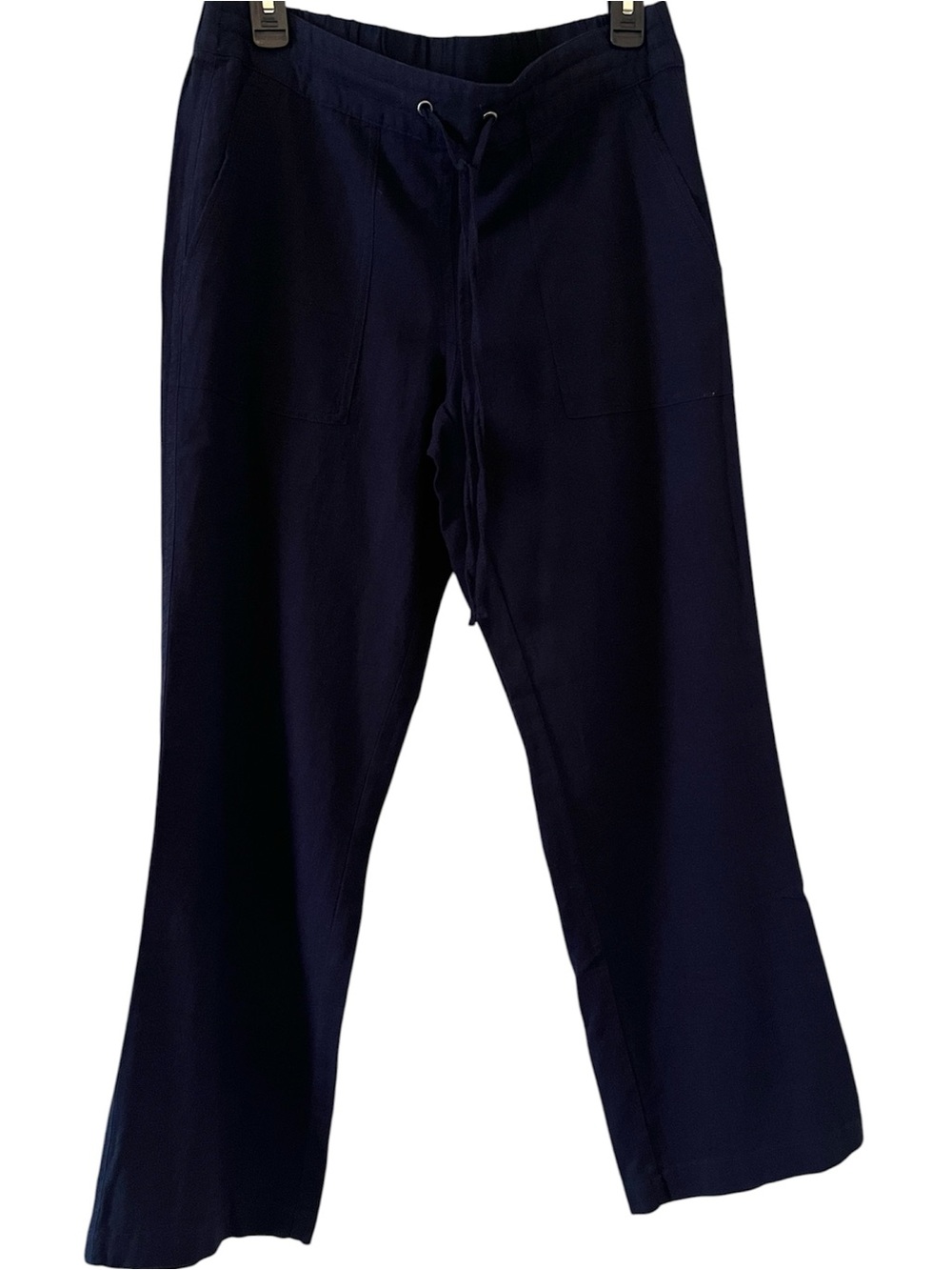 Nicole Miller navy blue linen-blend pull-on wide leg pants size M